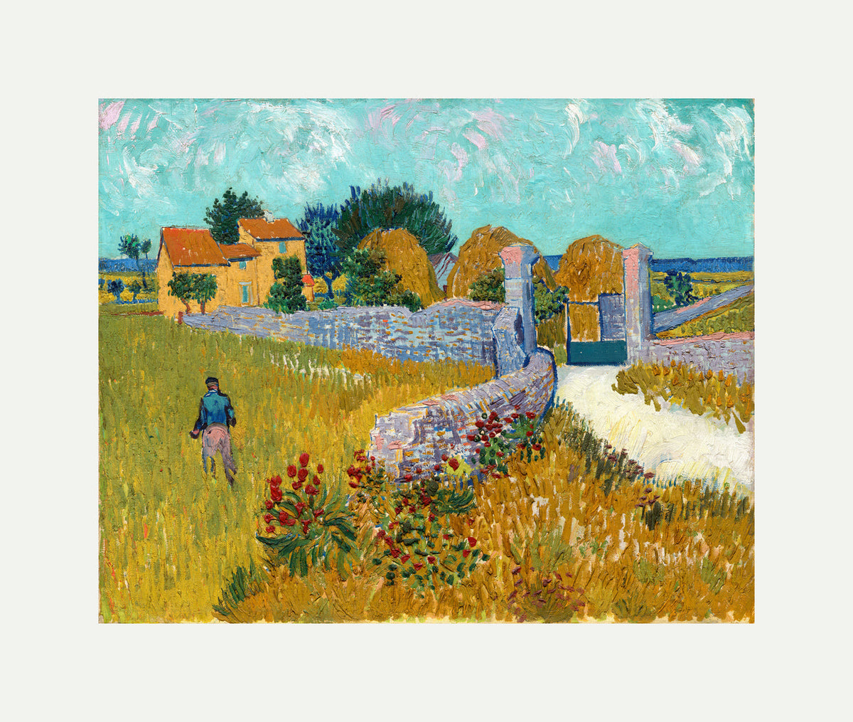 Vincent van Gogh Print, 083 Farmhouse_in_Provence,_1888_10x8 with an off-white border for rolled canvas