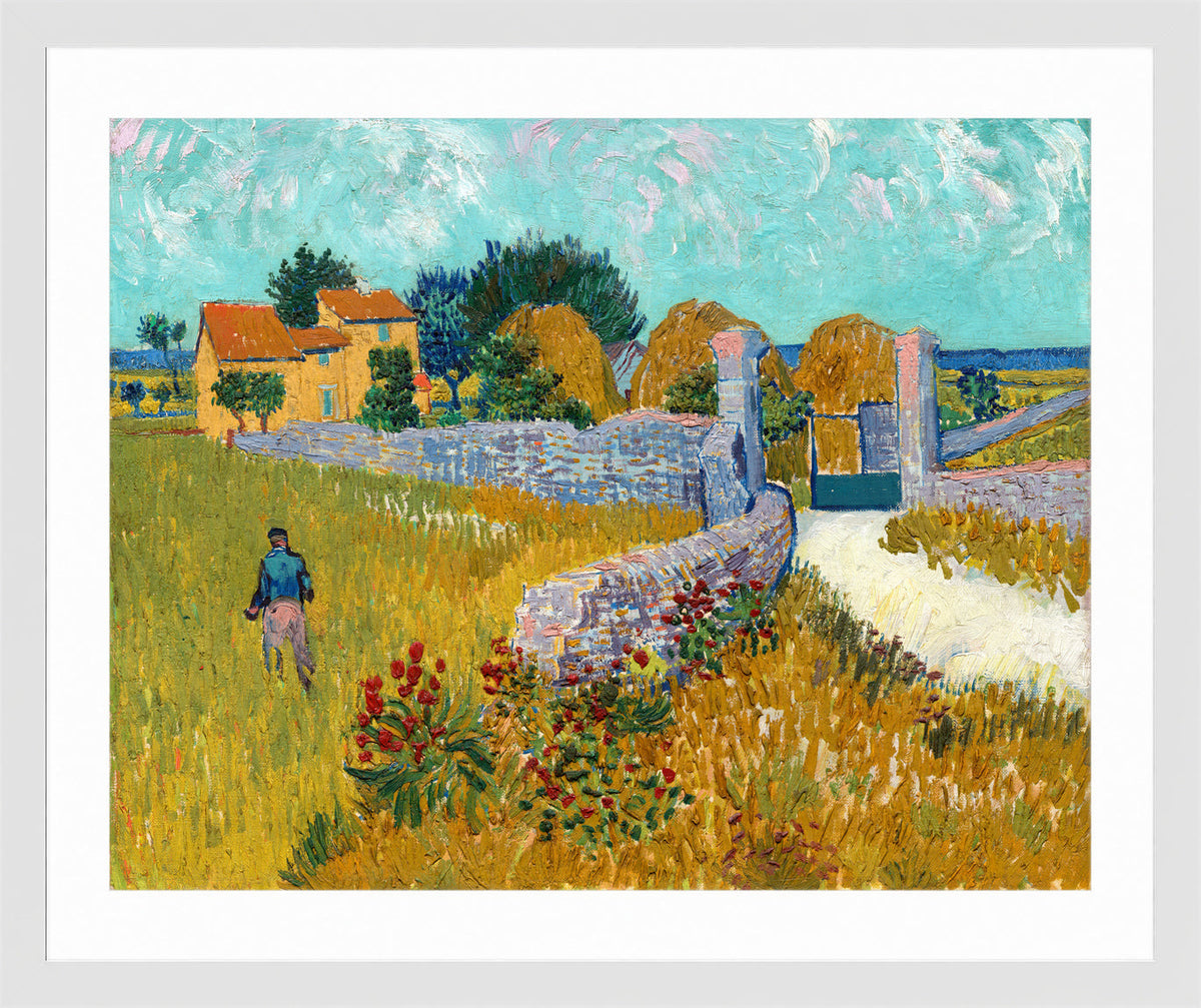 Vincent van Gogh Print, 083 Farmhouse_in_Provence,_1888_10x8 in a white frame