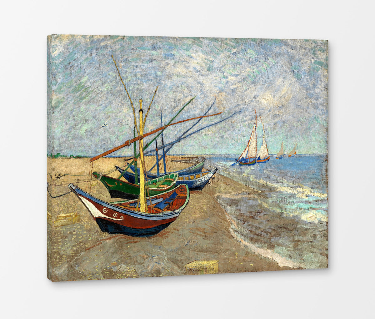 Vincent van Gogh Print, 085 Fishing Boats on the Beach at Les Saintes-Maries-de-la-Mer_10x8 as a ready-to-hang canvas panel