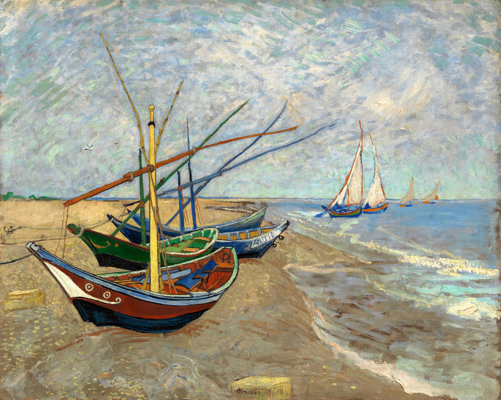 Vincent van Gogh Print, 085 Fishing Boats on the Beach at Les Saintes-Maries-de-la-Mer_10x8 as an unframed print