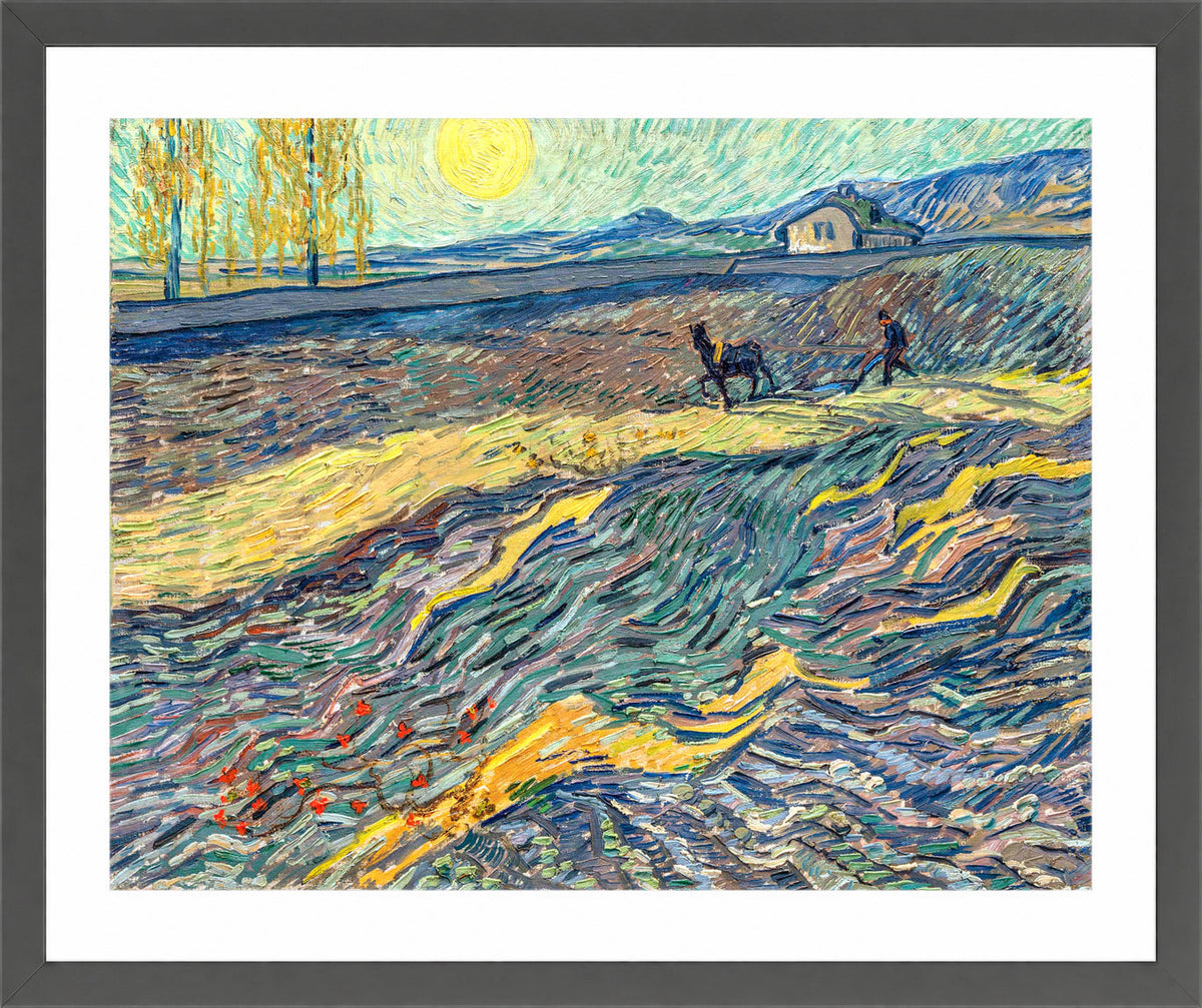 Vincent van Gogh Print, 091 Laboureur dans un champ (1889)_10x8 in a dark grey frame