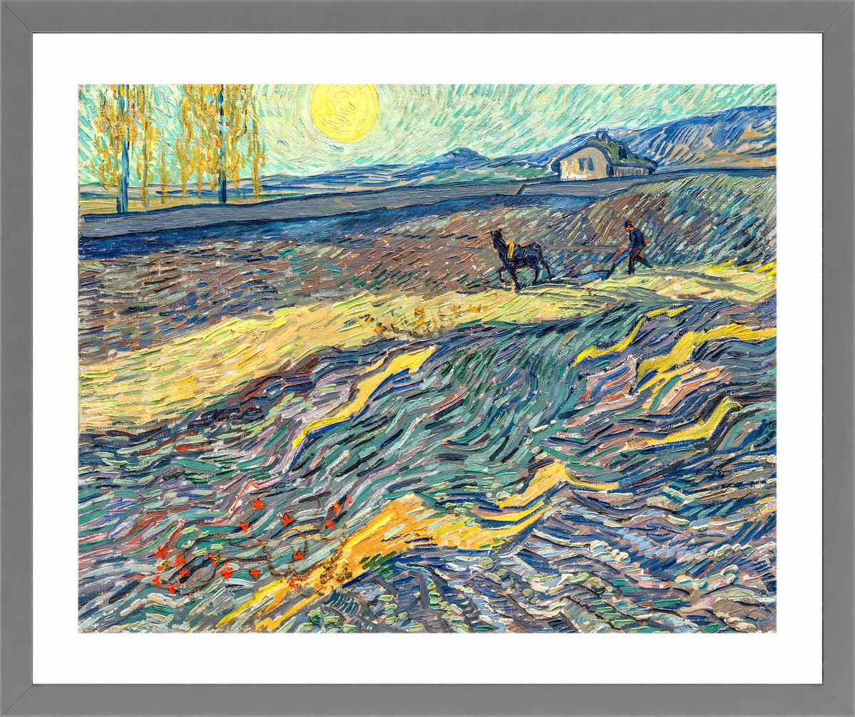 Vincent van Gogh Print, 091 Laboureur dans un champ (1889)_10x8 in a light grey frame