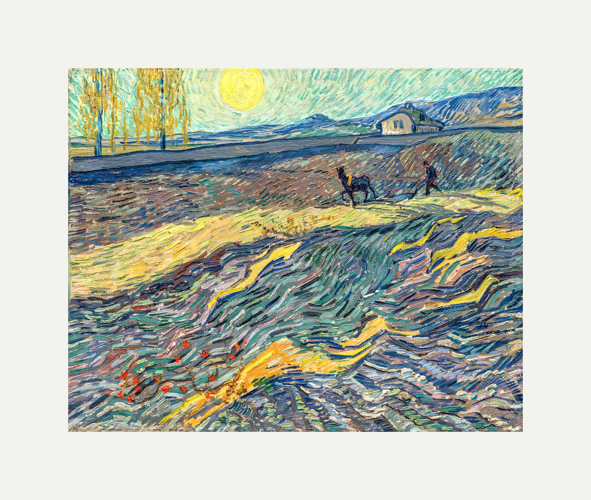 Vincent van Gogh Print, 091 Laboureur dans un champ (1889)_10x8 with an off-white border for rolled canvas