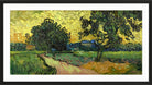 Vincent van Gogh Print, 092 Landscape at twilight (1890)_16x8 in a black frame