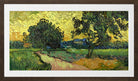 Vincent van Gogh Print, 092 Landscape at twilight (1890)_16x8 in a brown frame
