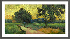 Vincent van Gogh Print, 092 Landscape at twilight (1890)_16x8 in a dark grey frame