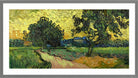 Vincent van Gogh Print, 092 Landscape at twilight (1890)_16x8 in a light grey frame