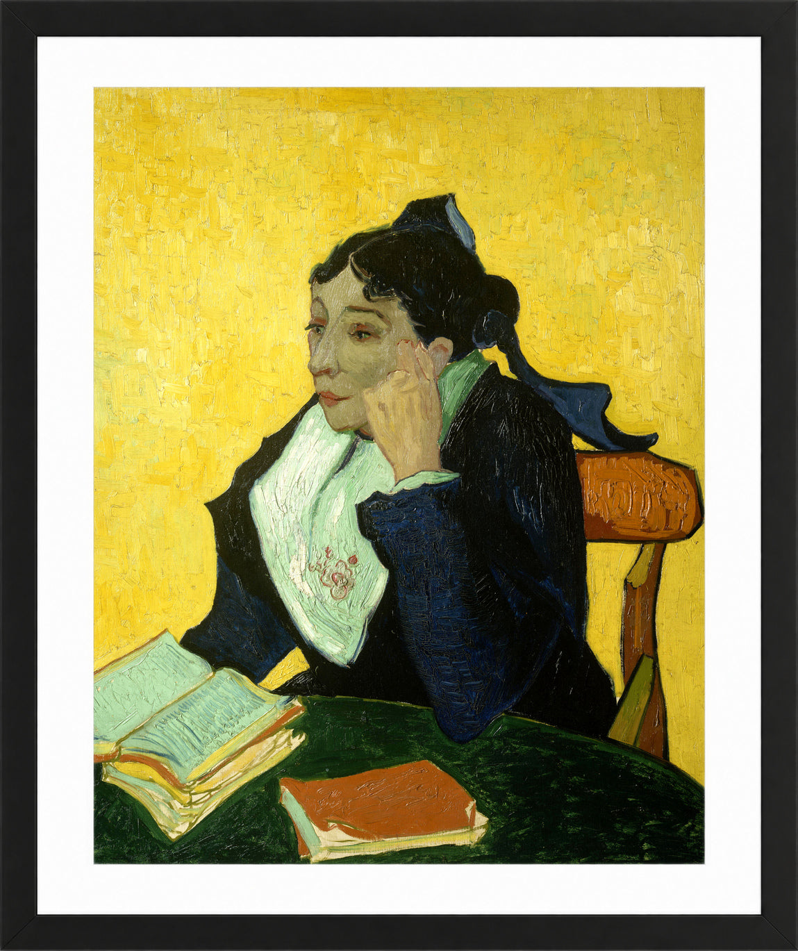 Vincent van Gogh Print, 093 L'Arlésienne (Porträt der Mme Ginoux)_10x8 in a black frame