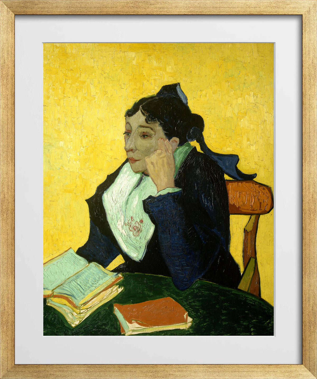 Vincent van Gogh Print, 093 L'Arlésienne (Porträt der Mme Ginoux)_10x8 in a gold frame