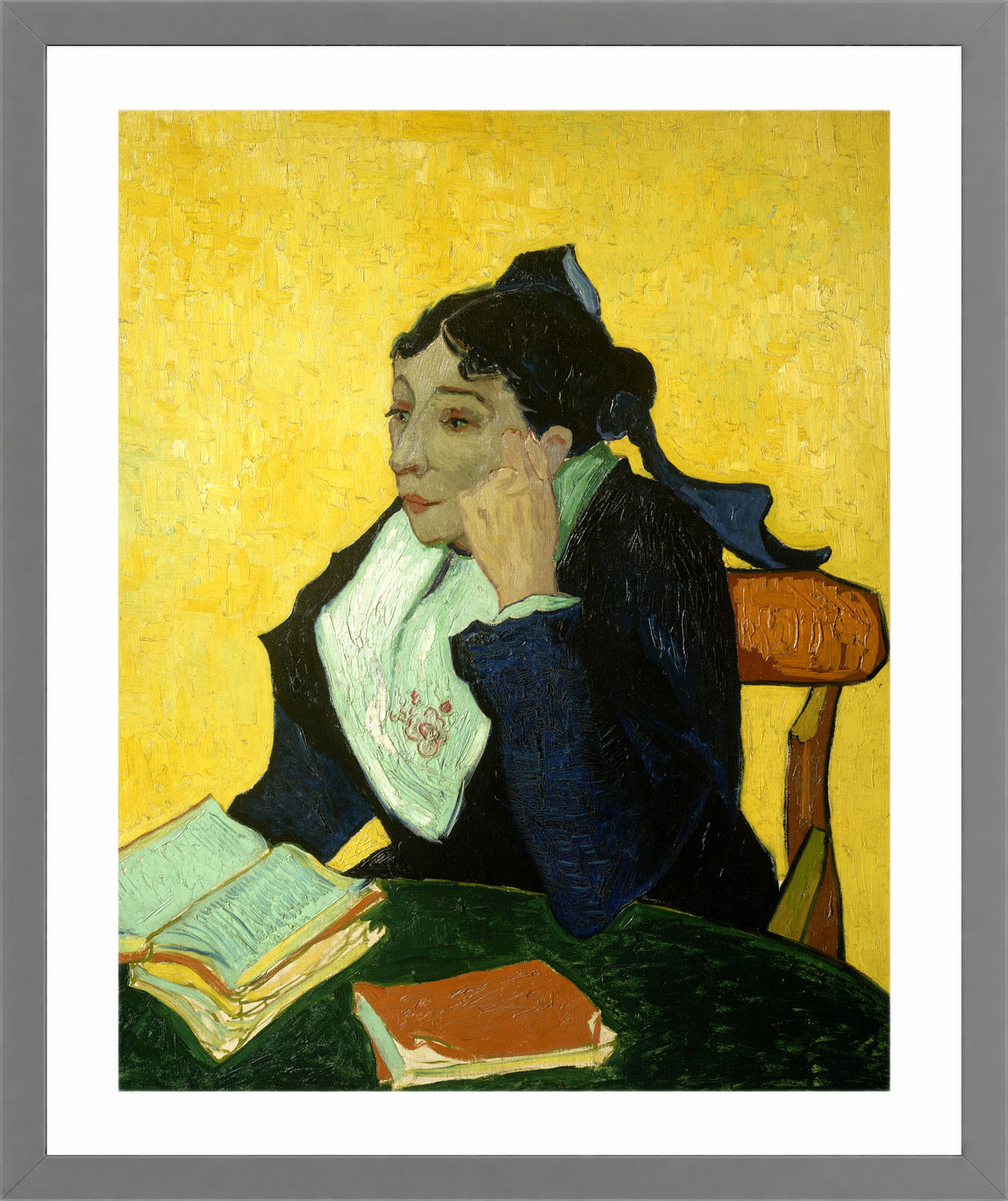 Vincent van Gogh Print, 093 L'Arlésienne (Porträt der Mme Ginoux)_10x8 in a light grey frame