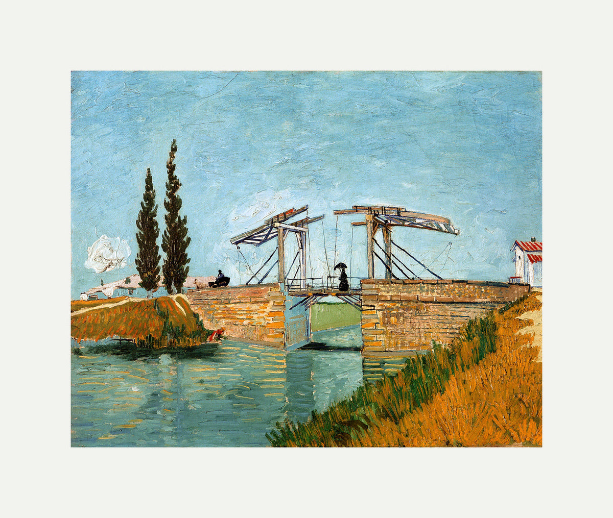 Vincent van Gogh Print, 095 Langlois Bridge at Arles_10x8 with an off-white border for rolled canvas