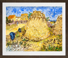Vincent van Gogh Print, 099 Meules de blé (1888)_10x8 in a brown frame