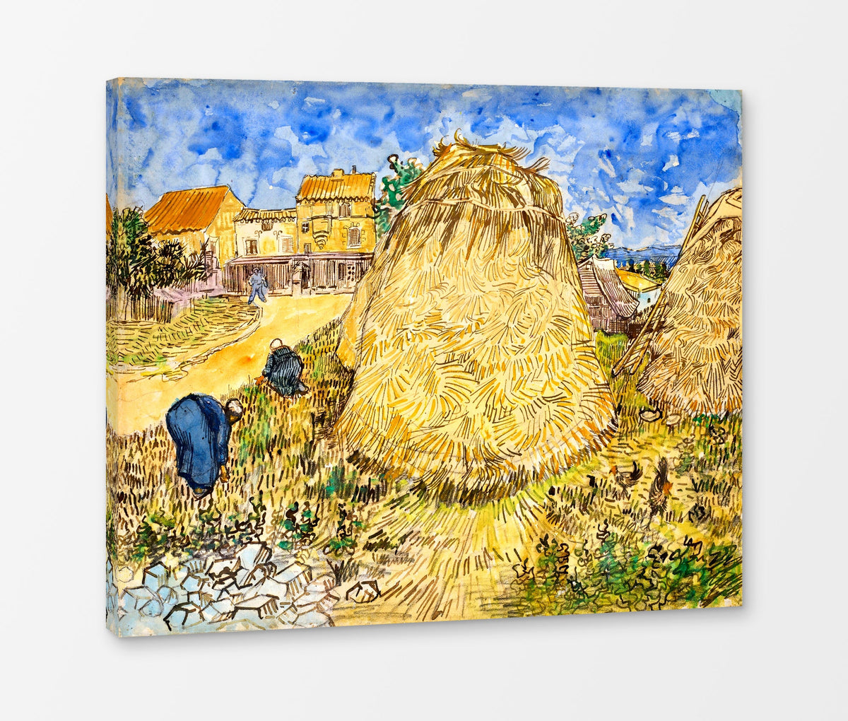 Vincent van Gogh Print, 099 Meules de blé (1888)_10x8 as a ready-to-hang canvas panel