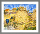 Vincent van Gogh Print, 099 Meules de blé (1888)_10x8 in a light grey frame