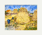 Vincent van Gogh Print, 099 Meules de blé (1888)_10x8 with an off-white border for rolled canvas