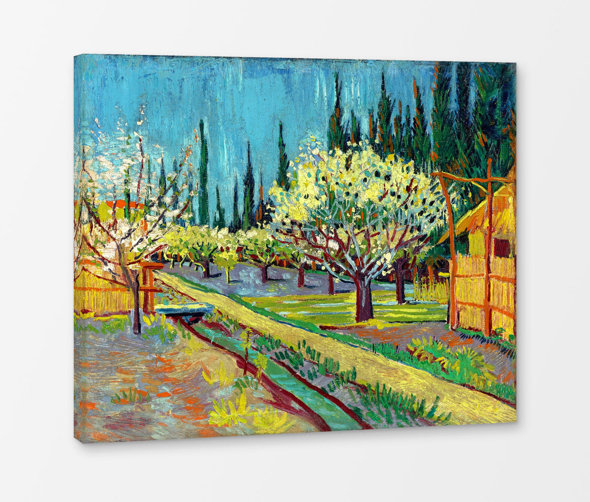 Vincent van Gogh Print, 102 Orchard Bordered by Cypresses_10x8 as a ready-to-hang canvas panel
