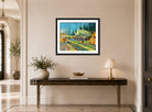 Vincent van Gogh Print, 102 Orchard Bordered by Cypresses_10x8 displayed above a console table