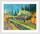 Vincent van Gogh Print, 102 Orchard Bordered by Cypresses_10x8 in a white frame