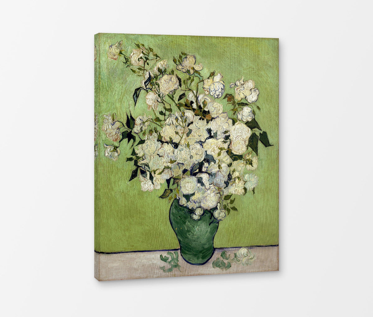 Vincent van Gogh Print, 106 Pink Roses in a Vase_10x8 as a ready-to-hang canvas panel
