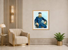 Vincent van Gogh Print, 110 Portrait of the Postman Joseph Roulin_10x8 displayed in an Art Deco interior