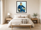 Vincent van Gogh Print, 110 Portrait of the Postman Joseph Roulin_10x8 displayed above a bed