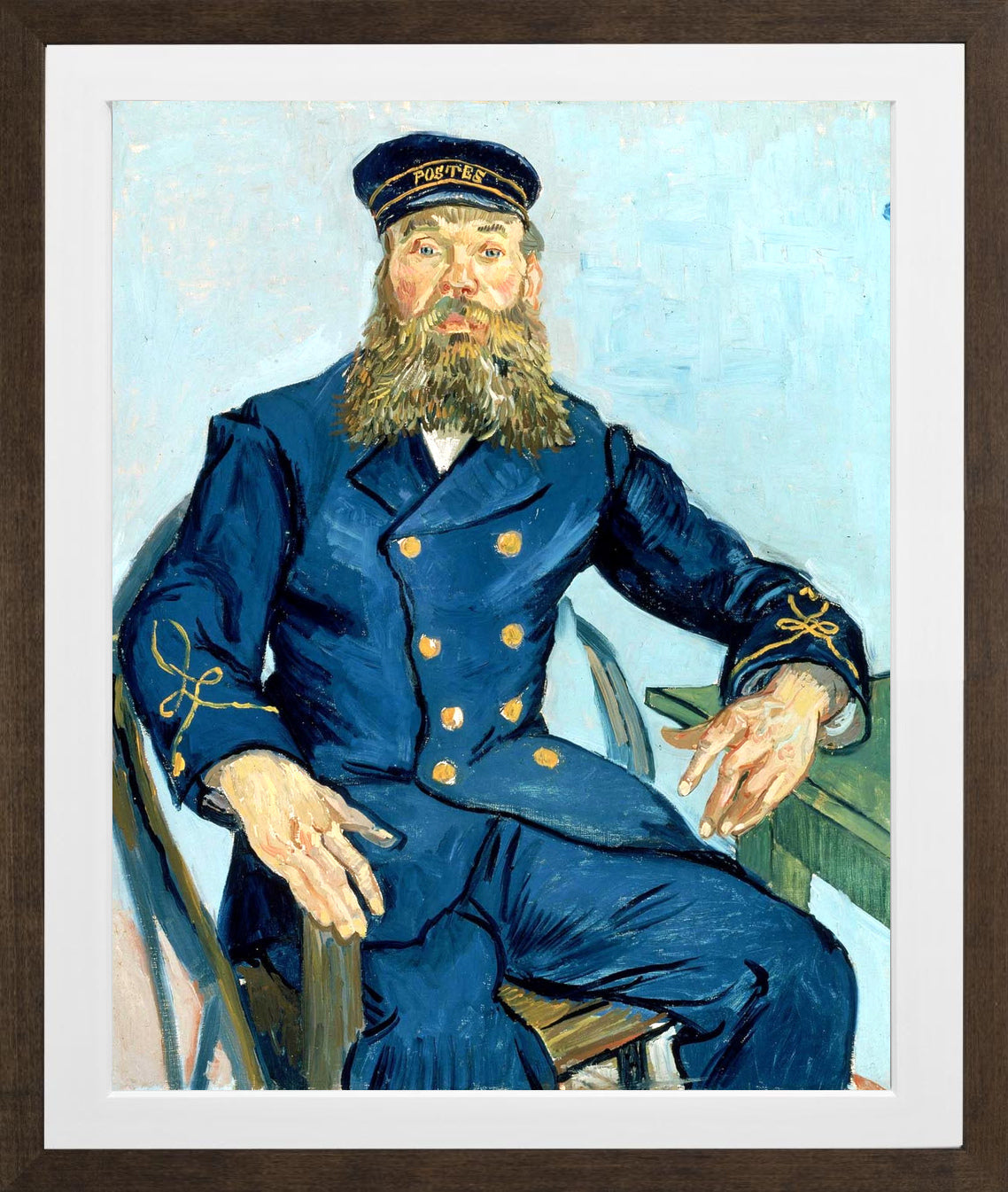 Vincent van Gogh Print, 110 Portrait of the Postman Joseph Roulin_10x8 in a brown frame