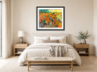 Vincent van Gogh Print, 112 Red Vineyard at Arles (1888)_10x8 displayed above a bed
