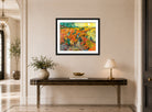 Vincent van Gogh Print, 112 Red Vineyard at Arles (1888)_10x8 displayed above a console table