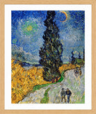 Vincent van Gogh Print, 113 Road with Cypress and Star_10x8 in an oak frame