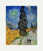 Vincent van Gogh Print, 113 Road with Cypress and Star_10x8 with an off-white border for rolled canvas