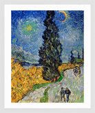 Vincent van Gogh Print, 113 Road with Cypress and Star_10x8 in a white frame