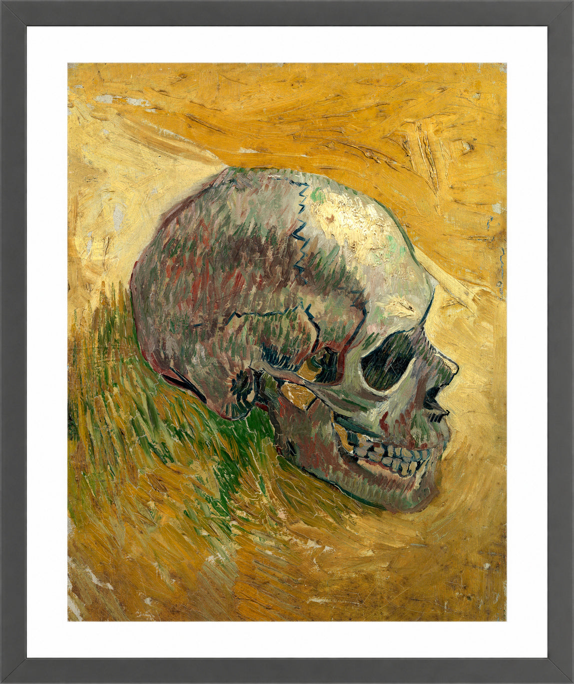 Vincent van Gogh Print, 117 skull_10x8 in a dark grey frame