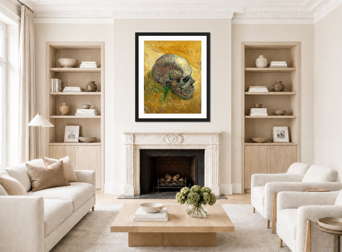 Vincent van Gogh Print, 117 skull_10x8 displayed in a Scandinavian living room