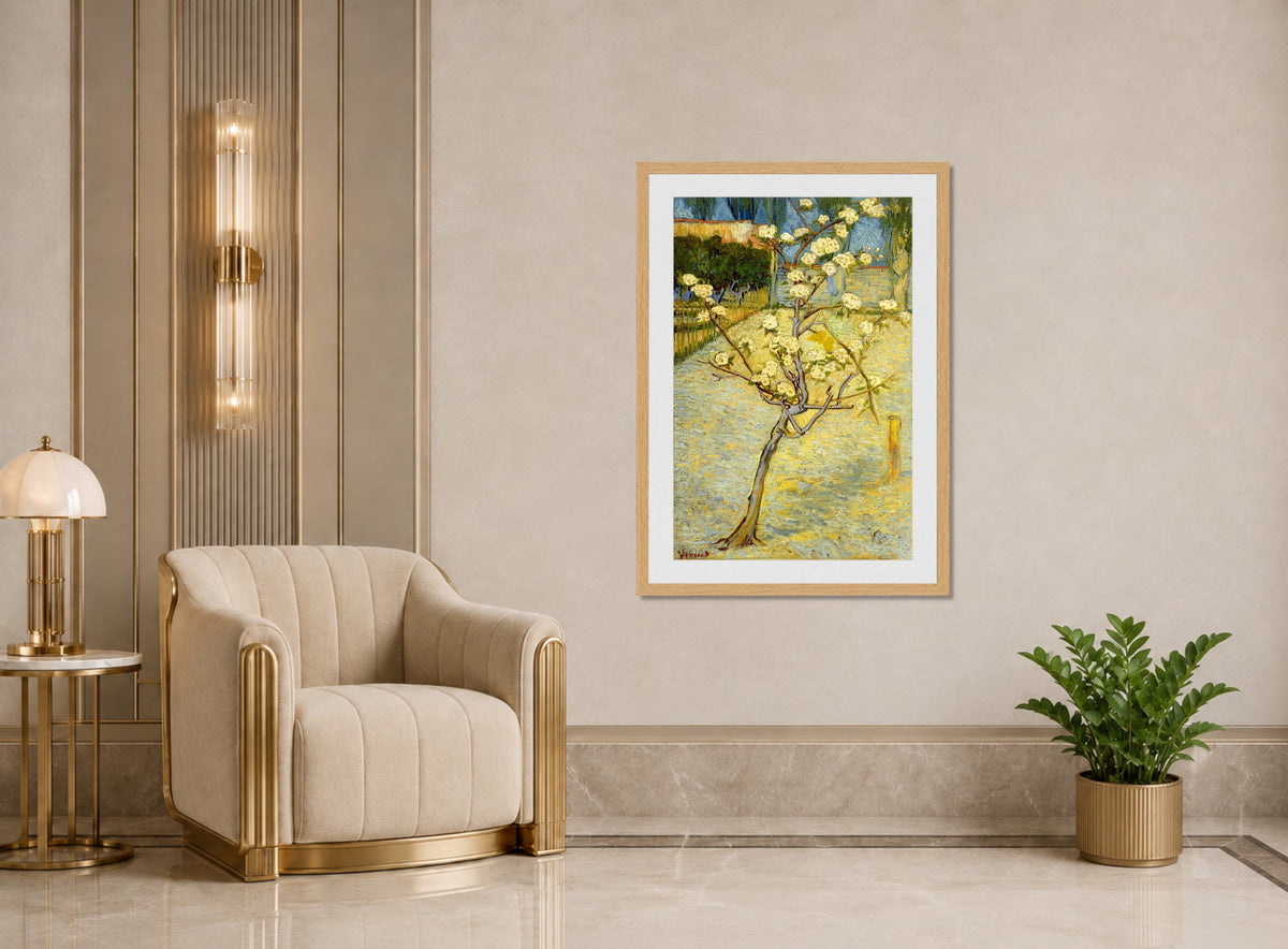 Vincent van Gogh Print, 118 Small pear tree in blossom (1888)_12x8 displayed in an Art Deco interior