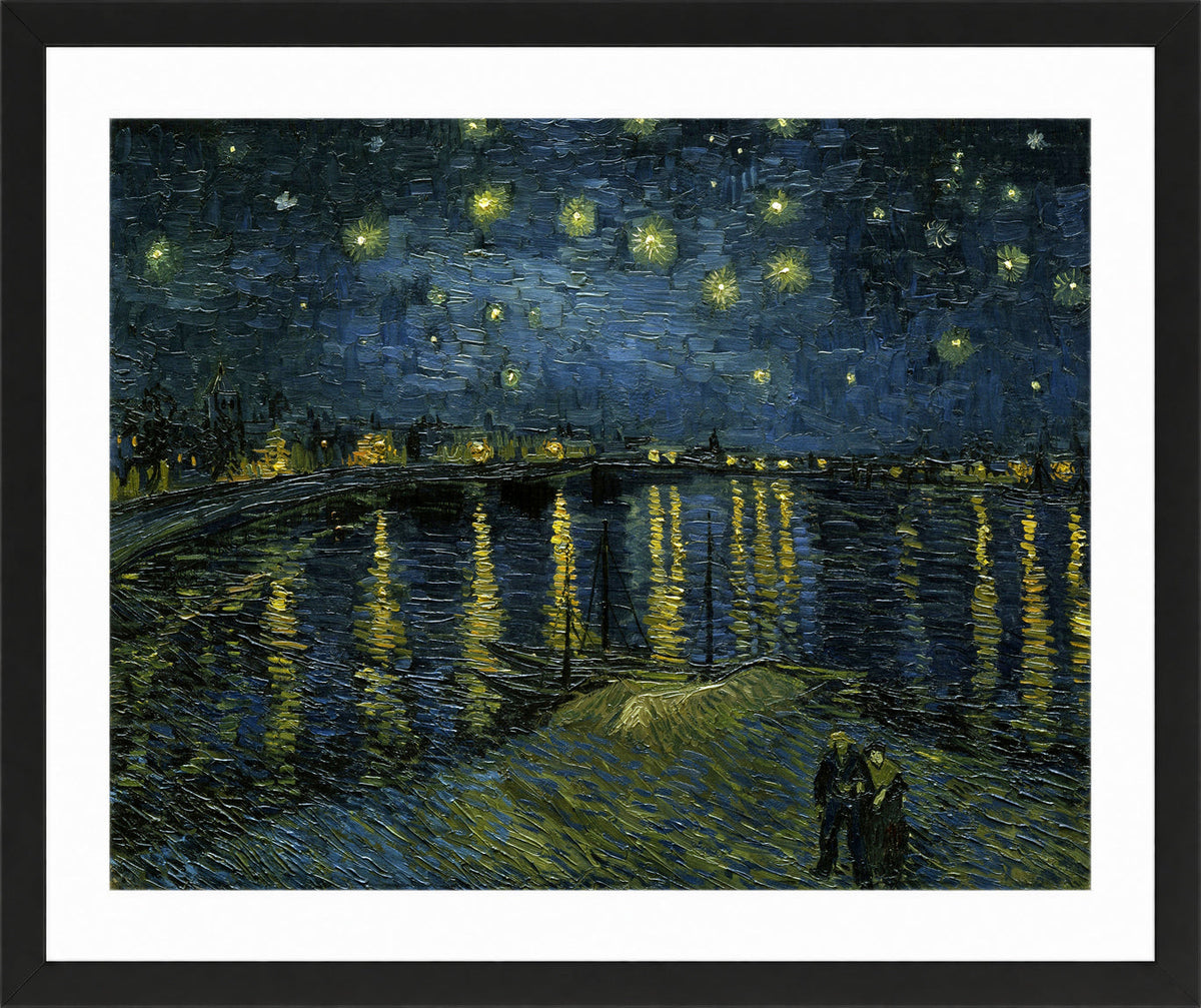 Vincent van Gogh Print, 120 Starry Night on the Rhone_10x8 in a black frame
