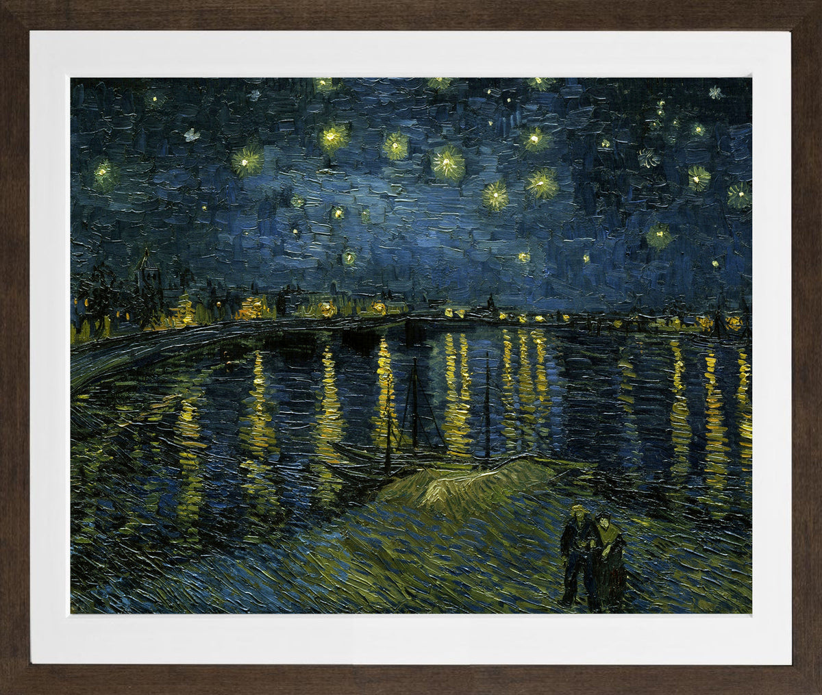 Vincent van Gogh Print, 120 Starry Night on the Rhone_10x8 in a brown frame