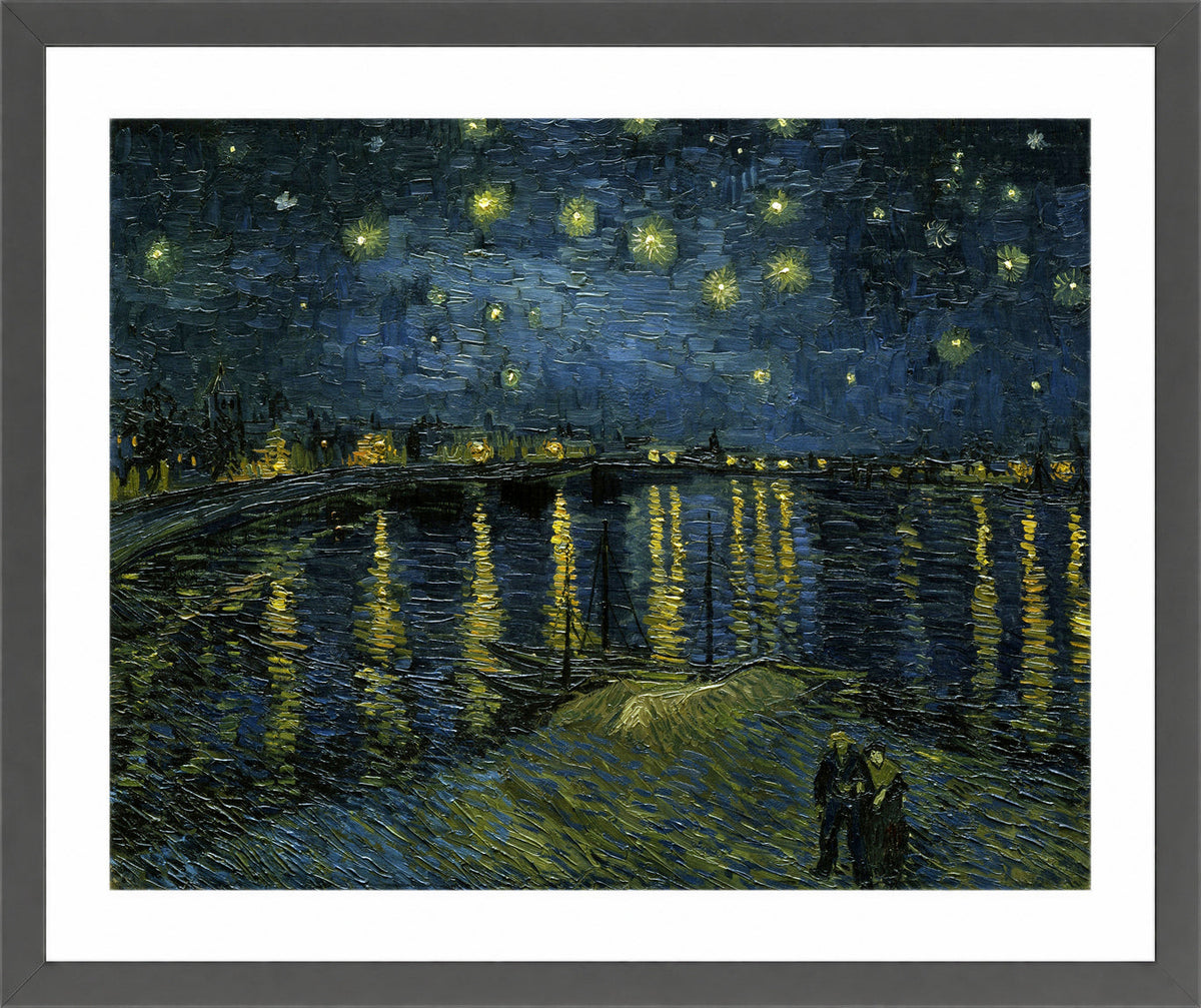 Vincent van Gogh Print, 120 Starry Night on the Rhone_10x8 in a dark grey frame
