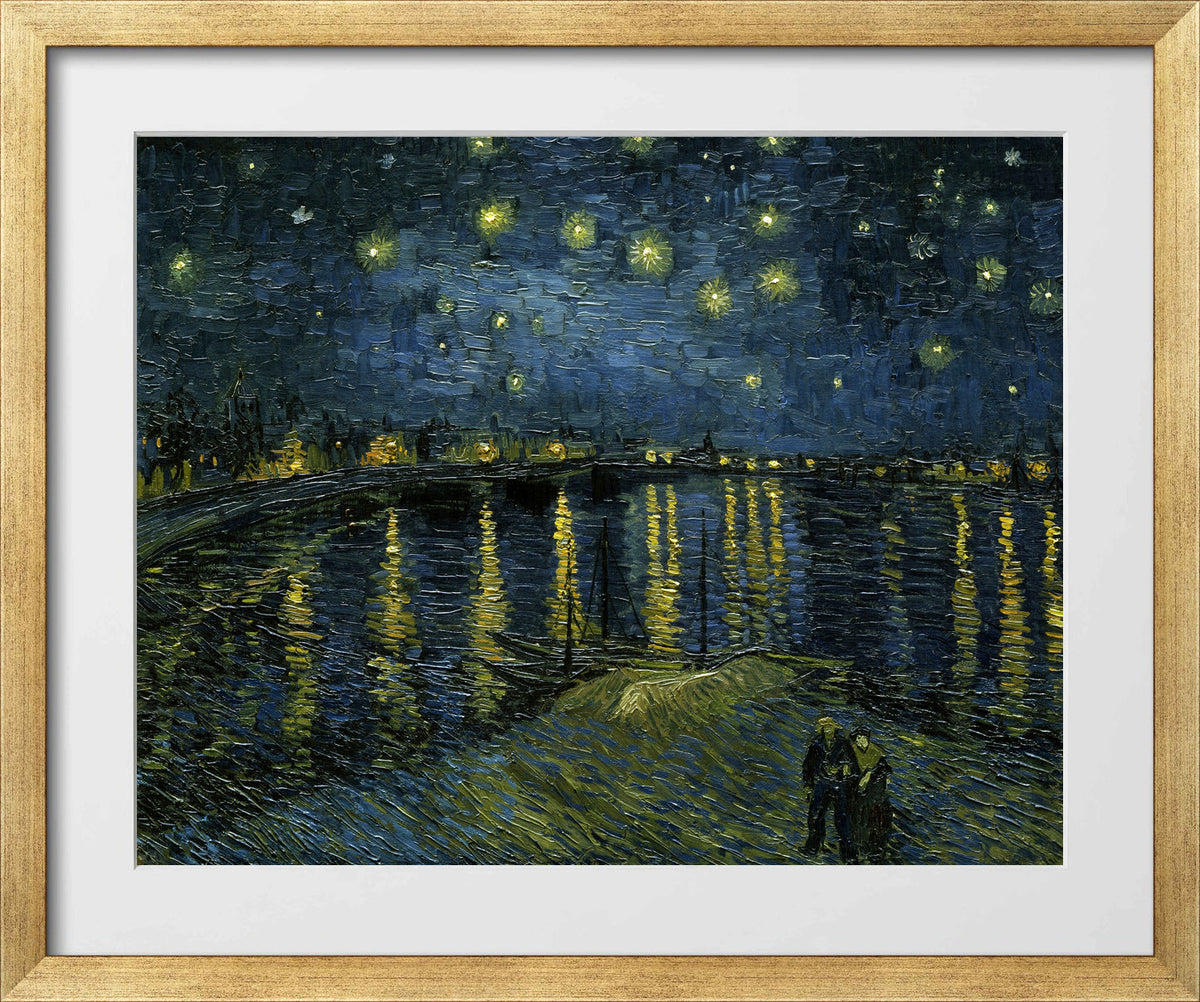 Vincent van Gogh Print, 120 Starry Night on the Rhone_10x8 in a gold frame
