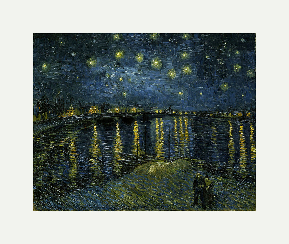 Vincent van Gogh Print, 120 Starry Night on the Rhone_10x8 with an off-white border for rolled canvas