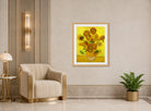 Vincent van Gogh Print, 122 sunflowers_10x8 displayed in an Art Deco interior