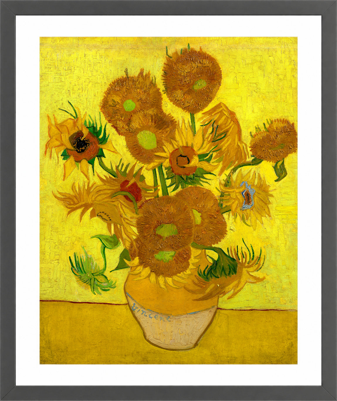 Vincent van Gogh Print, 122 sunflowers_10x8 in a dark grey frame
