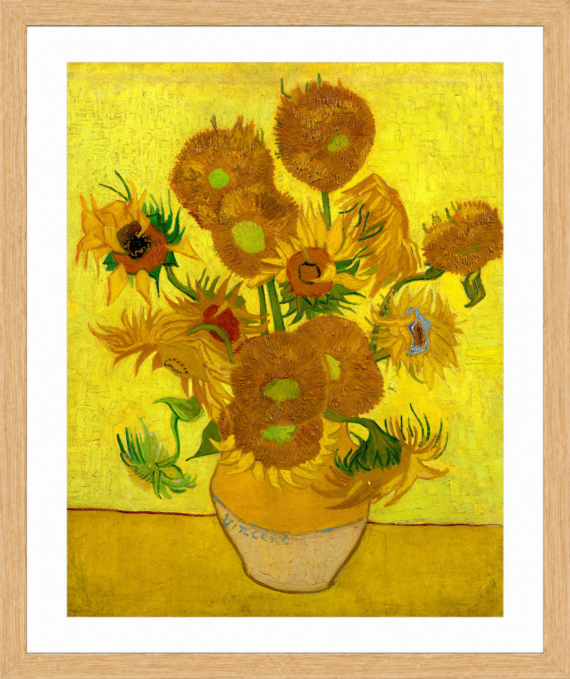 Vincent van Gogh Print, 122 sunflowers_10x8 in an oak frame