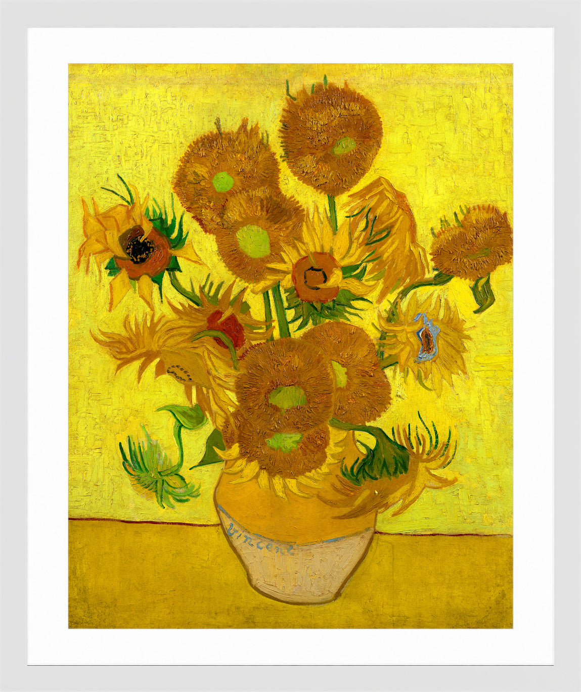 Vincent van Gogh Print, 122 sunflowers_10x8 in a white frame
