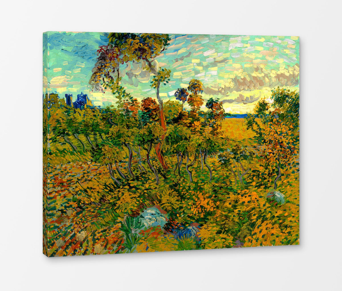 Vincent van Gogh Print, 123 Sunset at Montmajour 1888_10x8 as a ready-to-hang canvas panel
