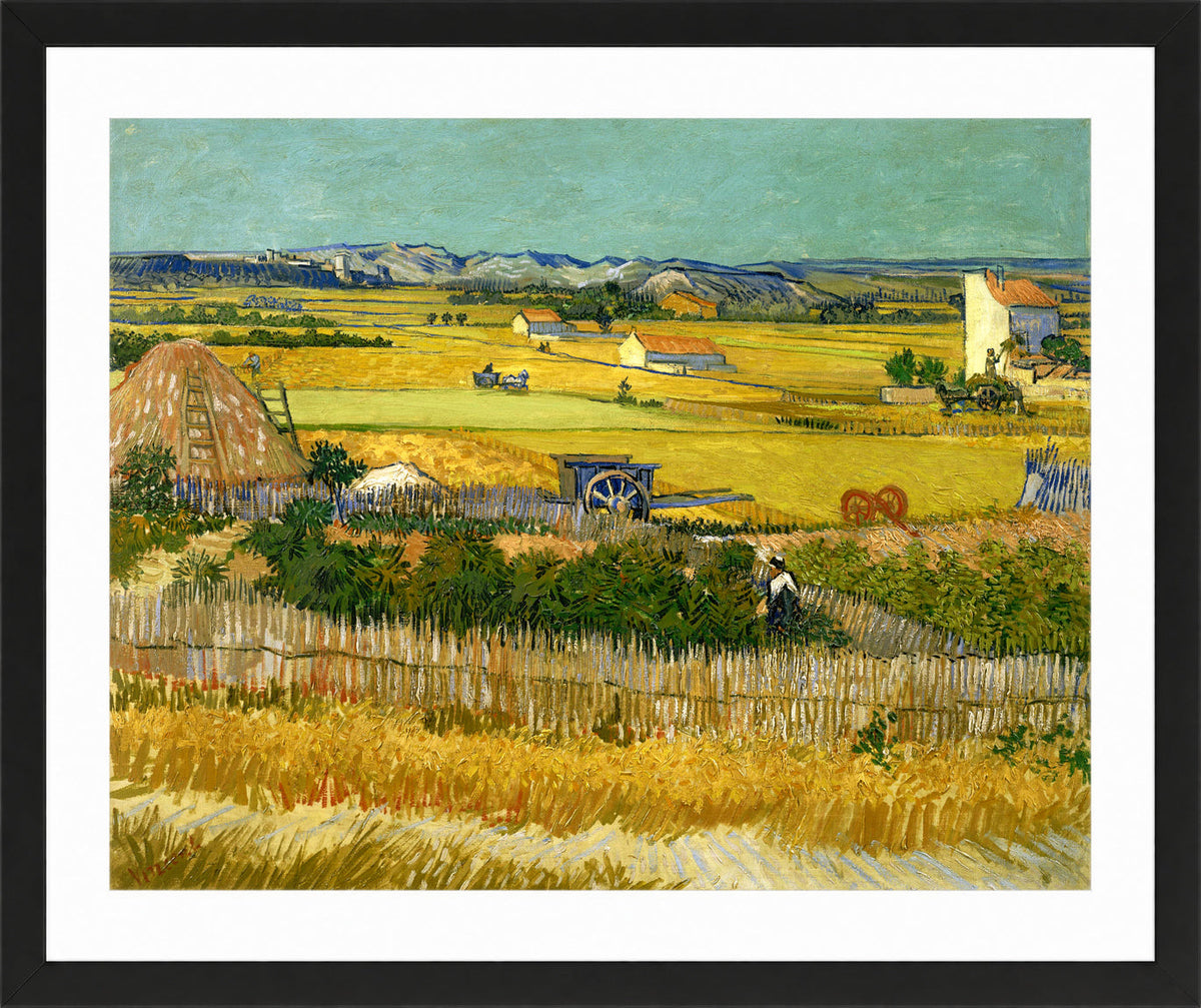 Vincent van Gogh Print, 129 The harvest (1888)_10x8 in a black frame
