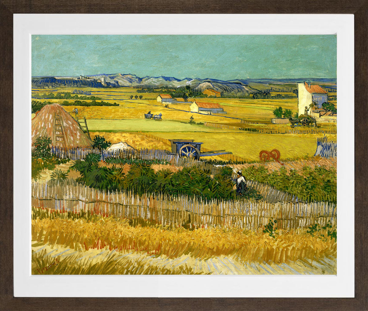 Vincent van Gogh Print, 129 The harvest (1888)_10x8 in a brown frame