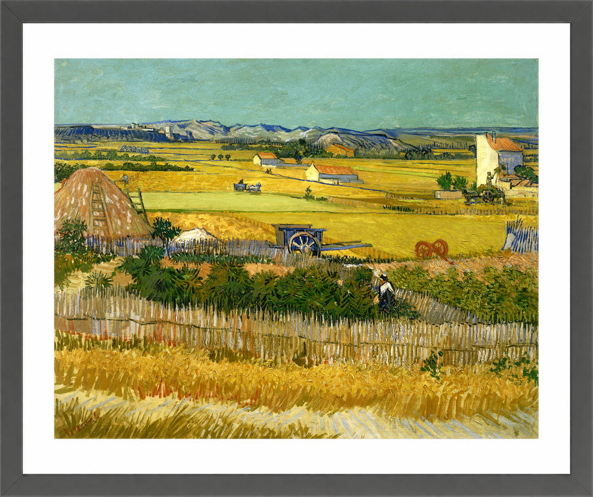 Vincent van Gogh Print, 129 The harvest (1888)_10x8 in a dark grey frame