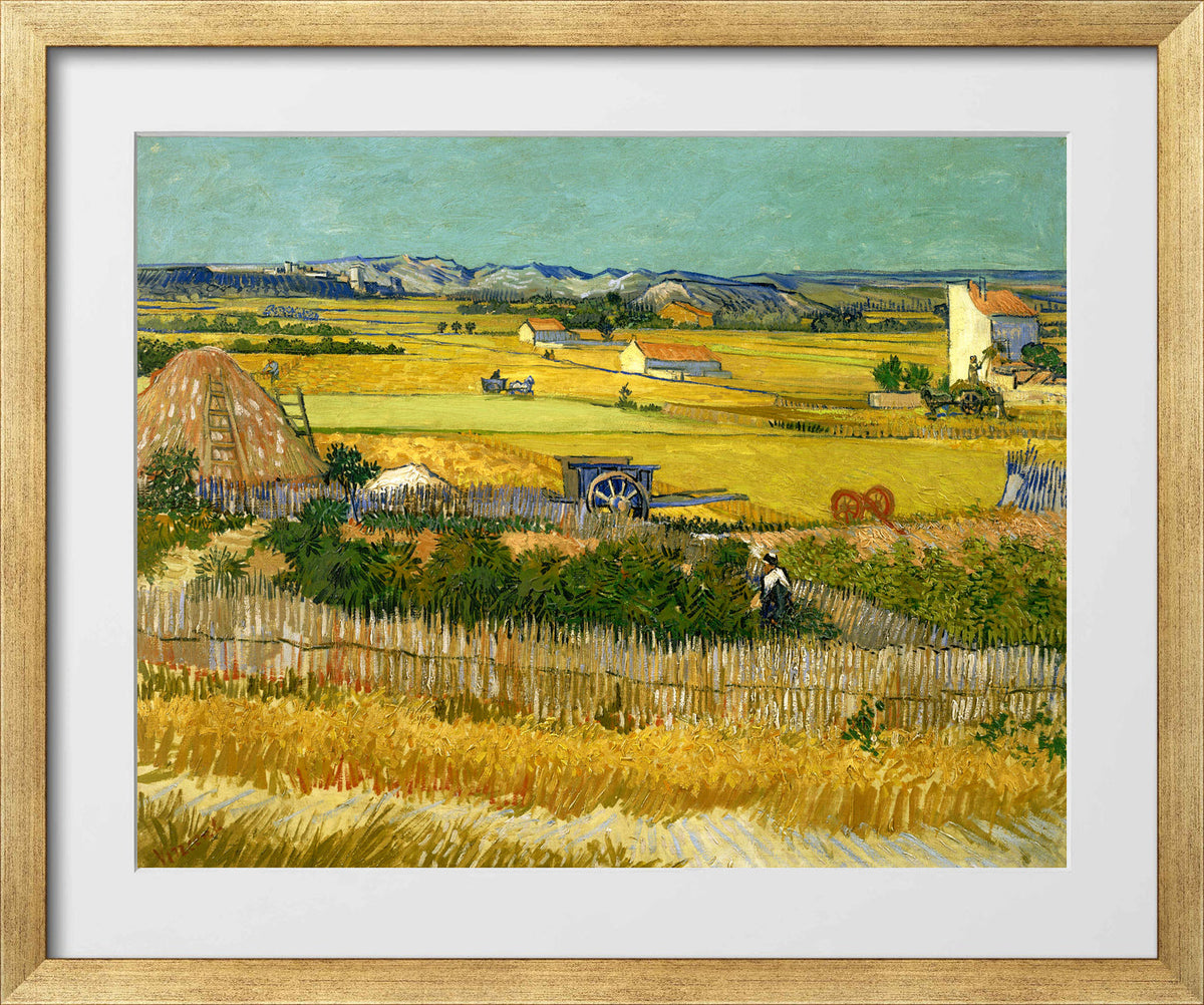 Vincent van Gogh Print, 129 The harvest (1888)_10x8 in a gold frame