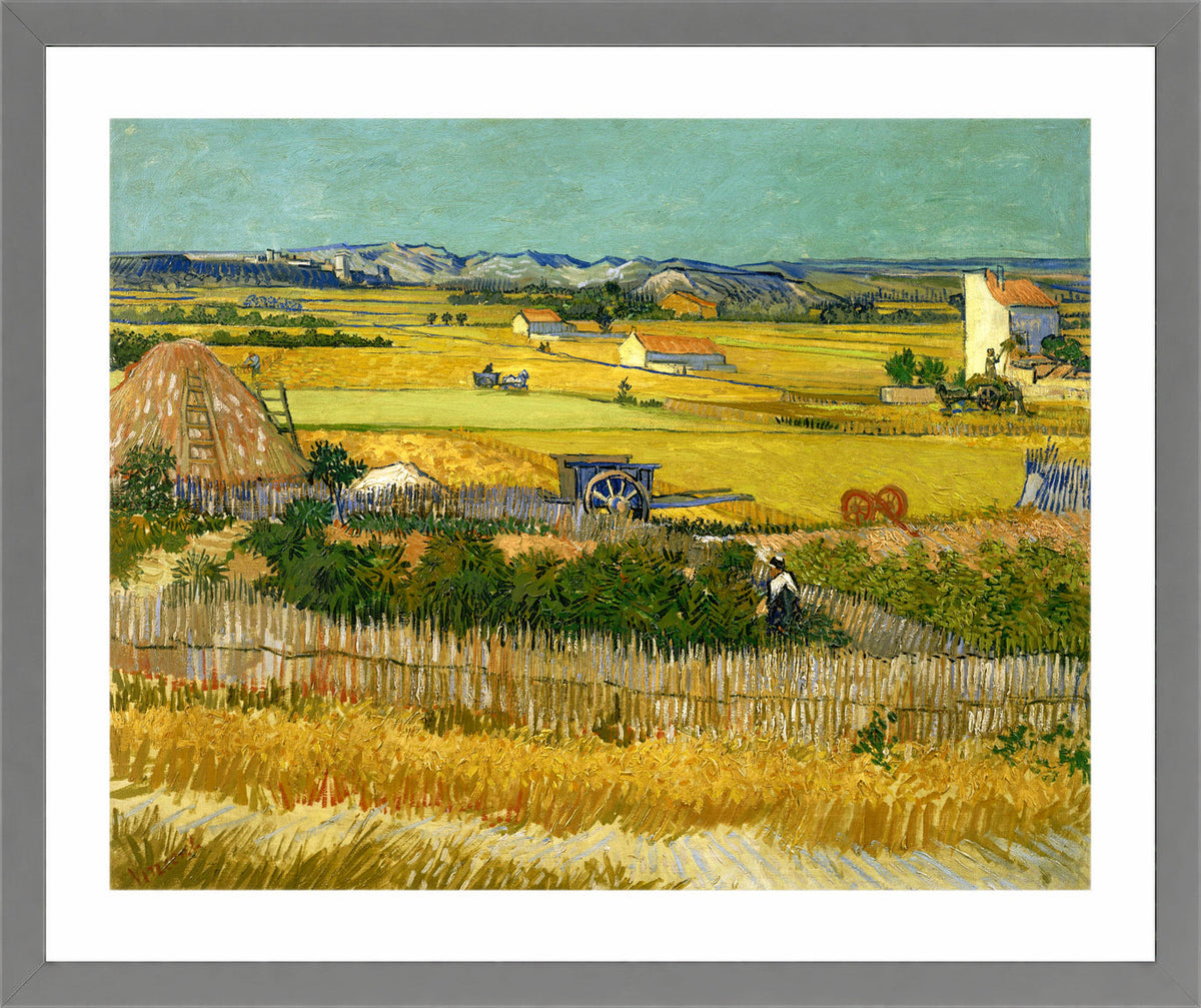 Vincent van Gogh Print, 129 The harvest (1888)_10x8 in a light grey frame