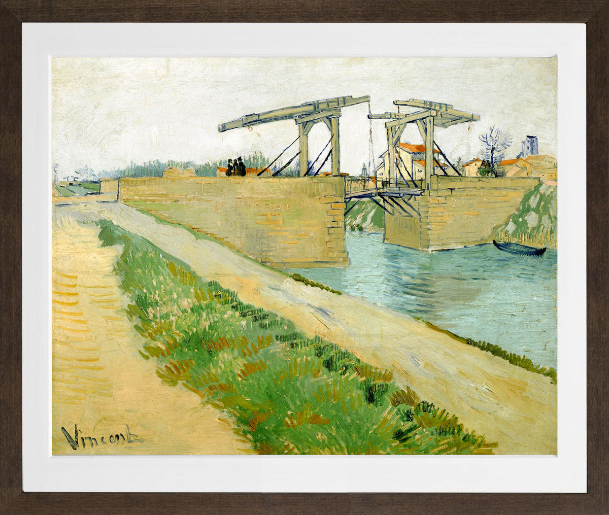 Vincent van Gogh Print, 130 The Langlois bridge (1888)_10x8 in a brown frame
